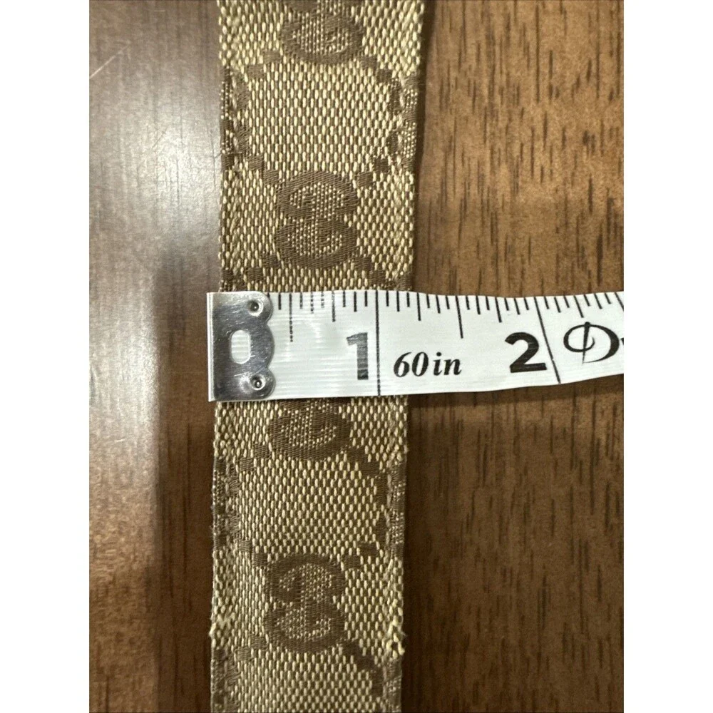 Gucci Vintage GG Monogram Canvas Belt Adjustable Brown Italy Authentic